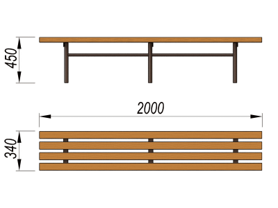 Двухметровая лавочка без спинки 2 м МАФ 1602 в Республике Ингушетия