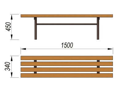 Лавочка без спинки МАФ 1601 в Республике Ингушетия
