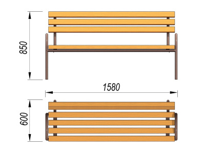 Парковая лавочка со спинкой МАФ 1605 в Республике Ингушетия
