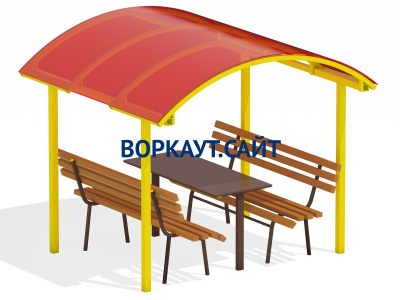 Стол и лавки под навесом МАФ 4005 в Республике Ингушетия