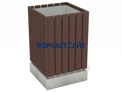 Урна деревянная квадратная с бетонным основанием МАФ 1633 в Республике Ингушетия